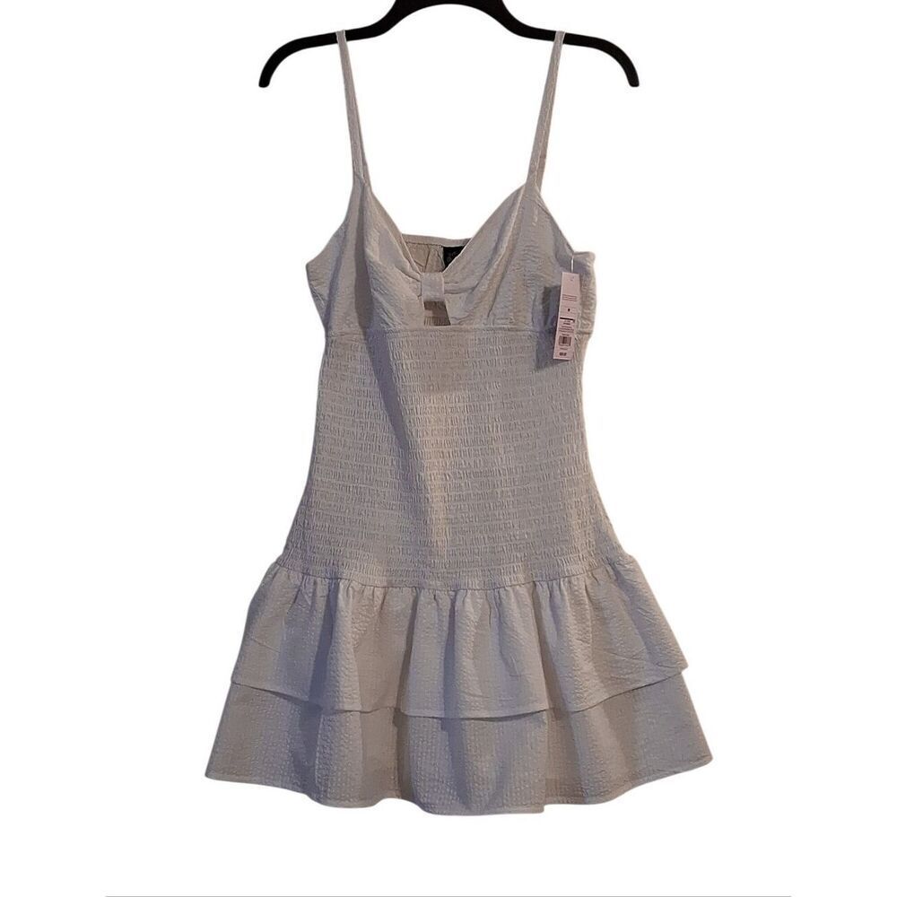 Wild Fable Game Day Womens Ruffled Gingham Medium White Dress Retail 30.00
